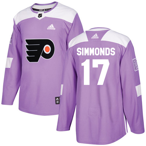 Adidas Flyers #17 Wayne Simmonds Purple Authentic Fights Cancer Stitched NHL Jersey